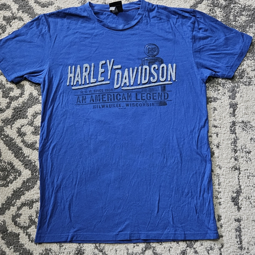 Harley-Davidson Blue Graphic‎ Alligator Alley Crew Neck Shirt M